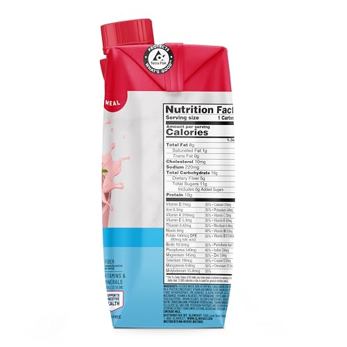 Ready-to-drink SlimFast Original Strawberries & Creme shake served in a chilled cup