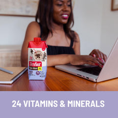 Mocha Latte SlimFast on a store shelf, convenient ready-to-drink meal replacement