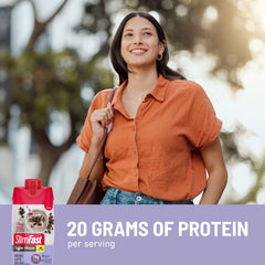 Nutrition label close-up on SlimFast shake showing 24 vitamins and minerals