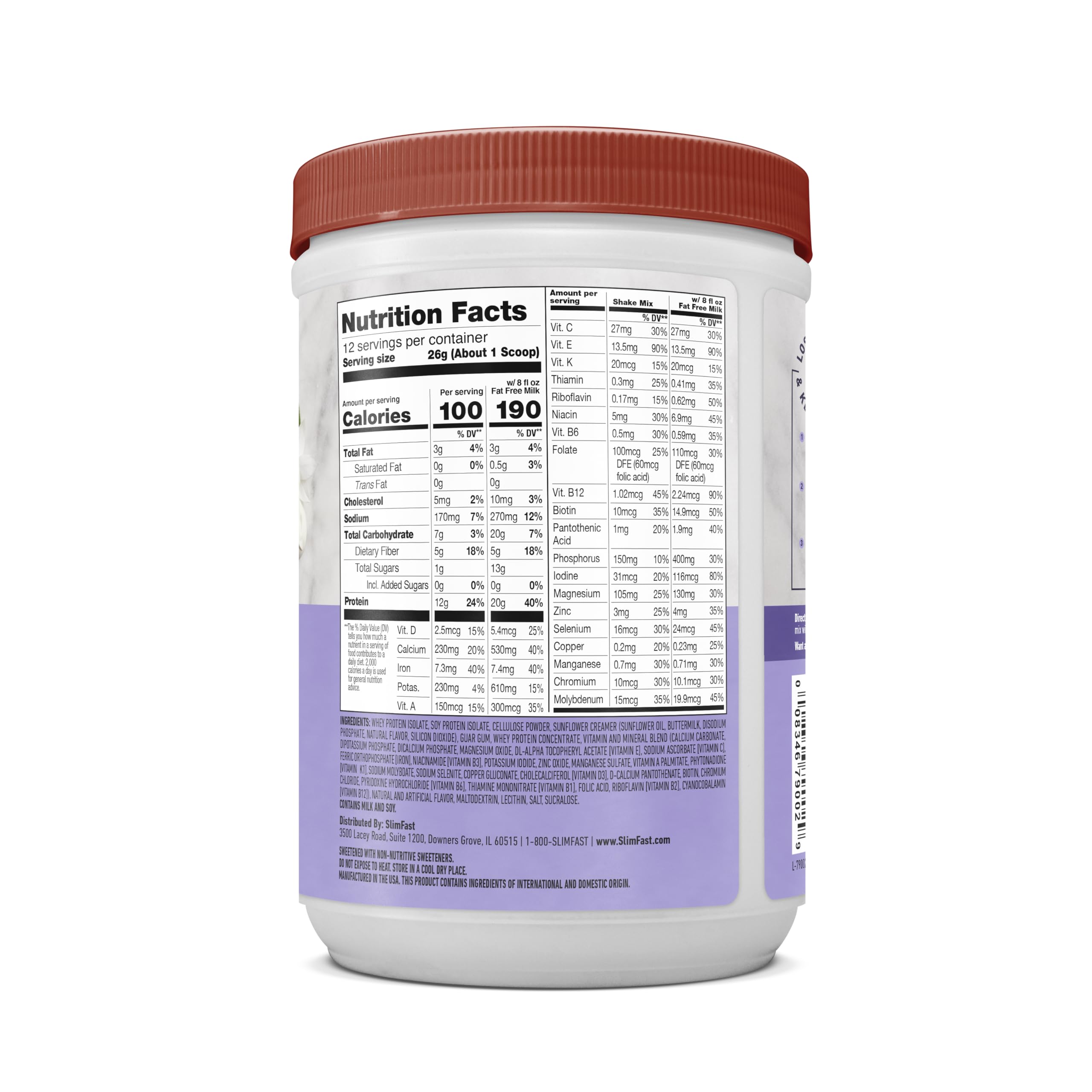 SlimFast Vanilla Cream powder-pack packaging highlights flavor versatility.