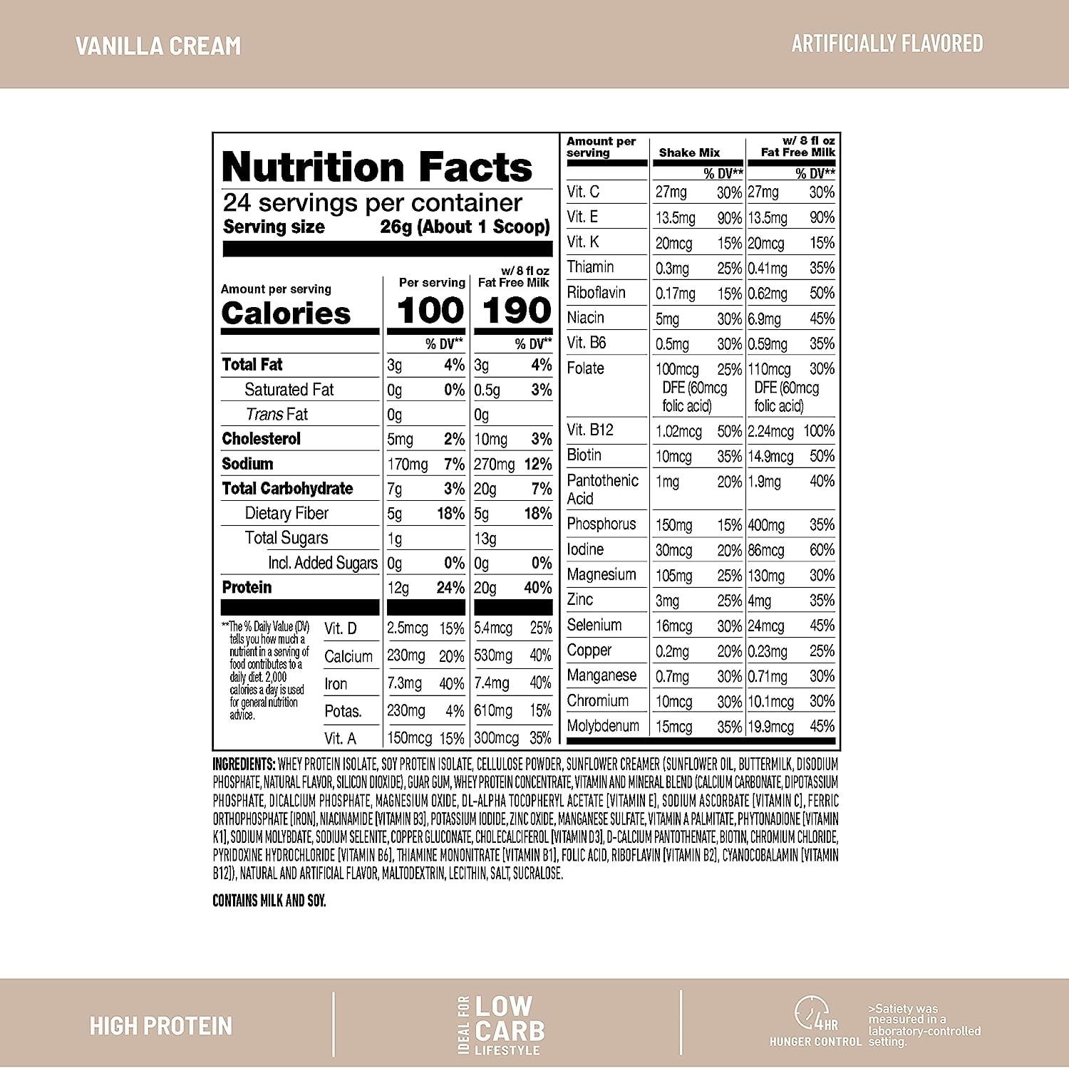SlimFast Vanilla Cream smoothie mix pack-of-2 ideal for quick meals.