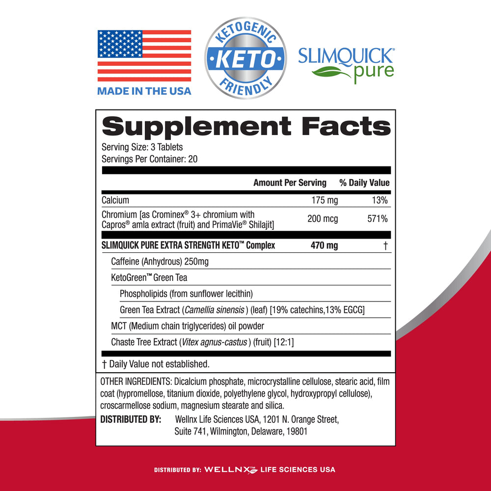 Slimquick Pure Keto Extra Strength tablets for metabolism and energy