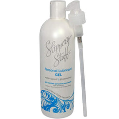 Slippery Stuff Gel bottle with pump enables precise, mess-free application.
