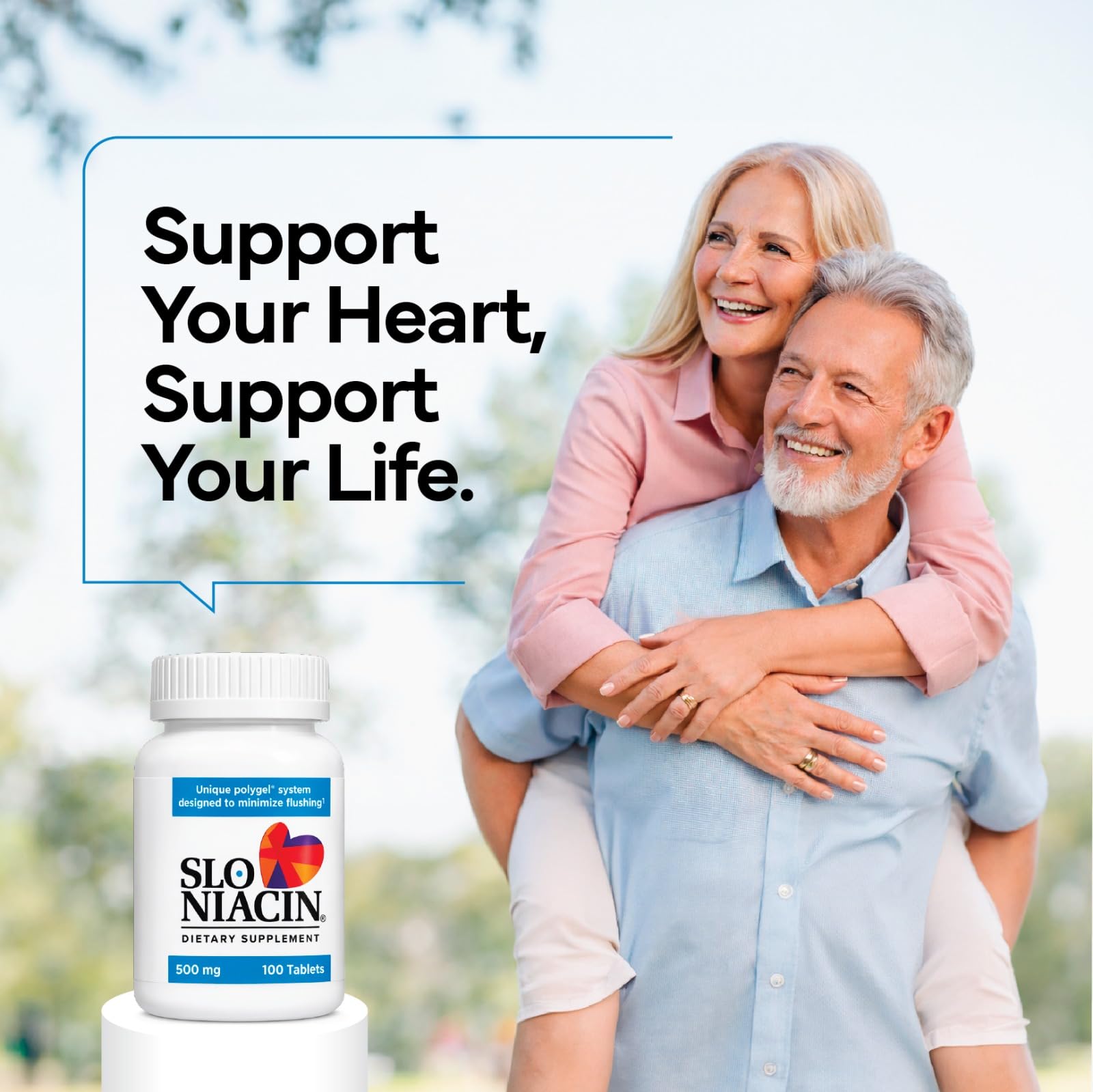 Slo-Niacin health benefits frame focusing on vitamin B3 metabolic support