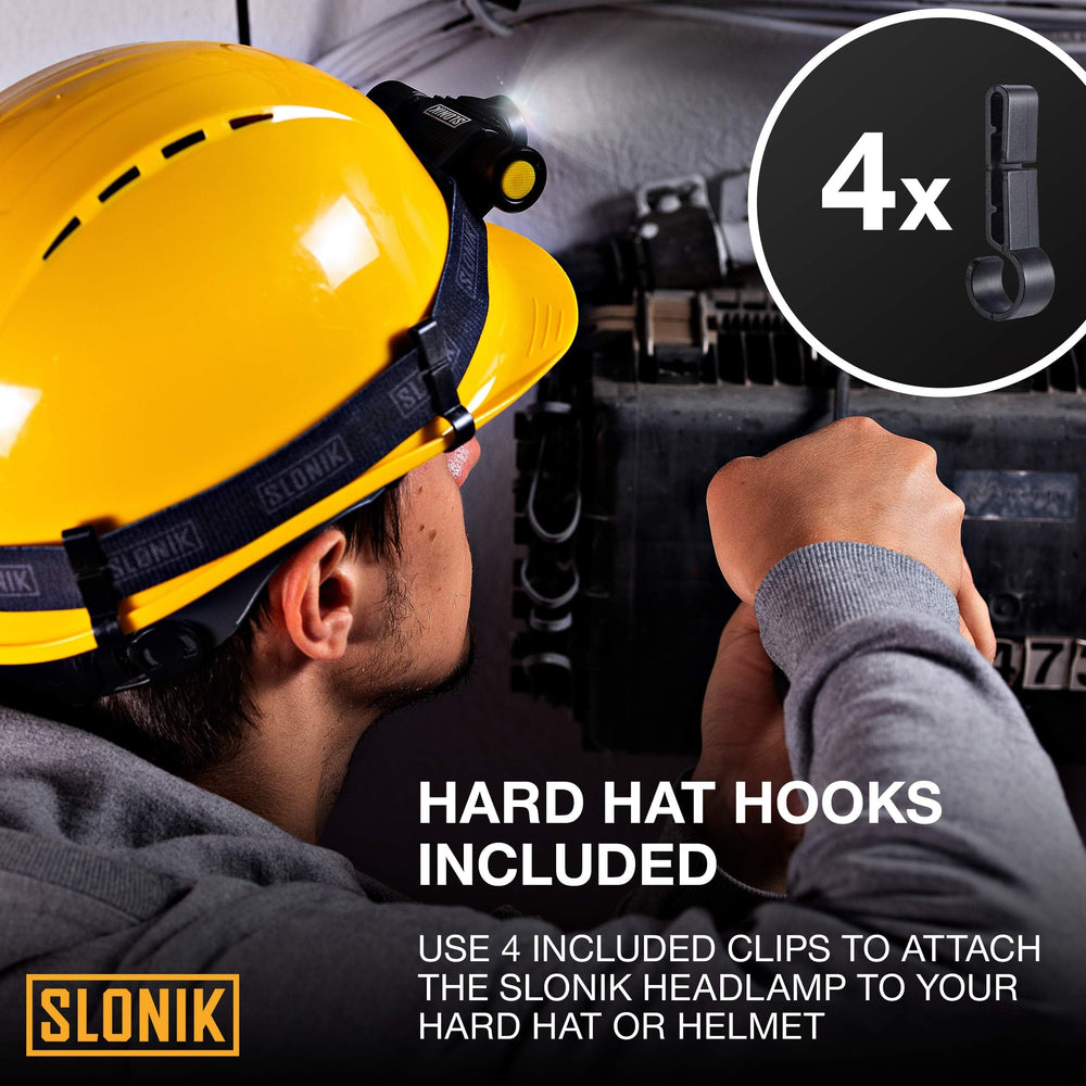 SLONIK headlamp 90-degree swivel lets you aim light easily