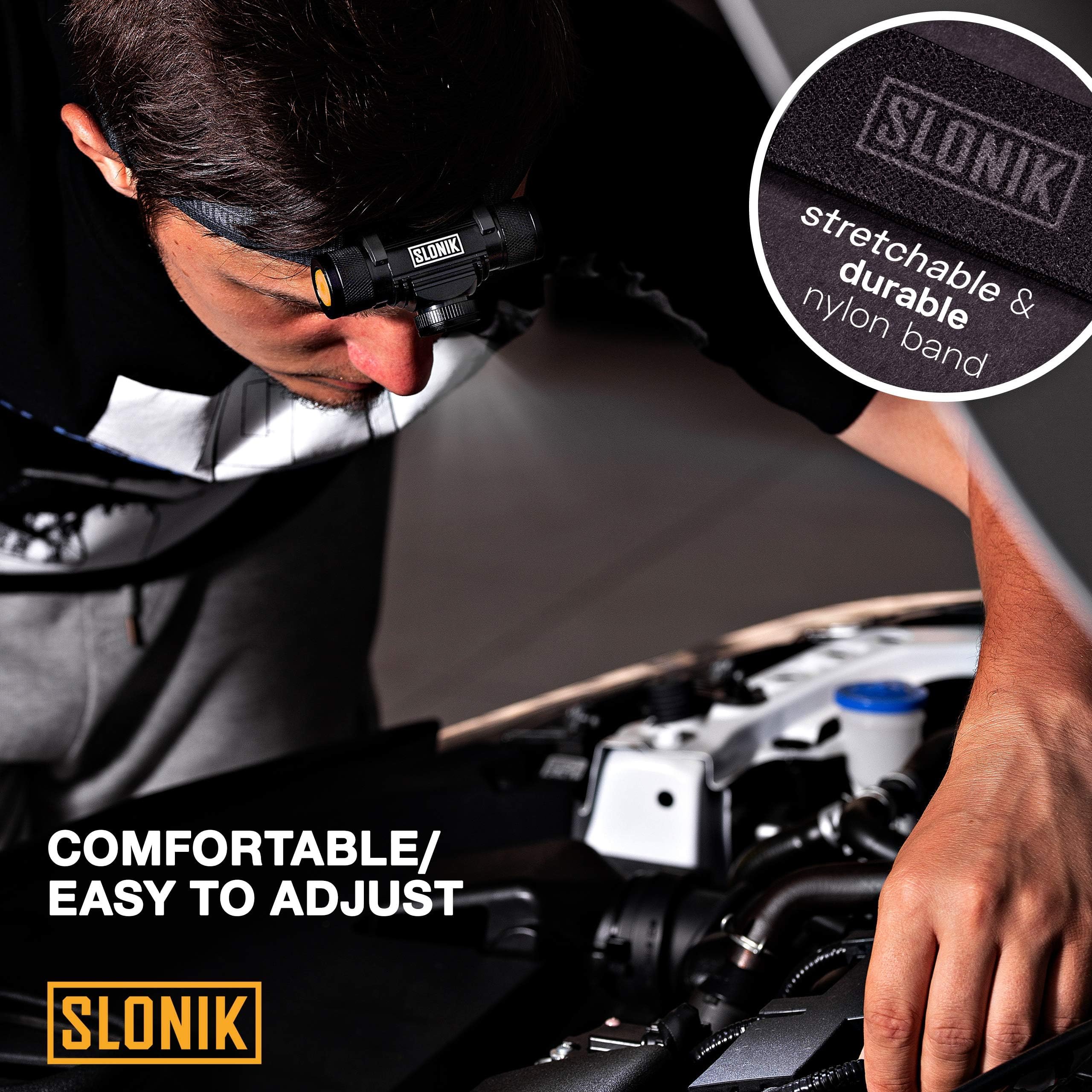 SLONIK headlamp detachable light pocket storage enables quick access