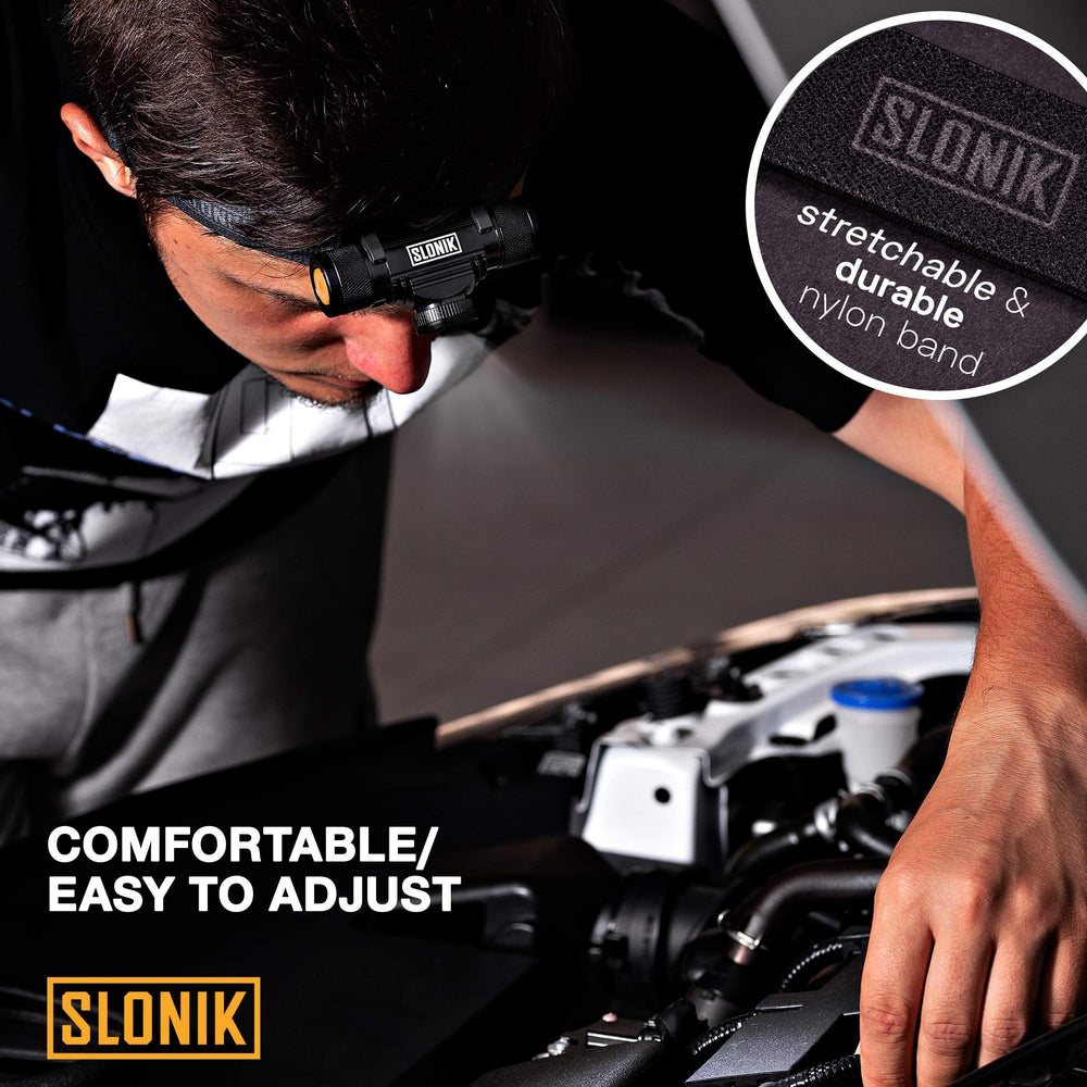 SLONIK headlamp detachable light pocket storage enables quick access