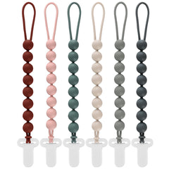 Slotic 6-pack silicone pacifier clips in assorted colors keep pacifiers within reach.