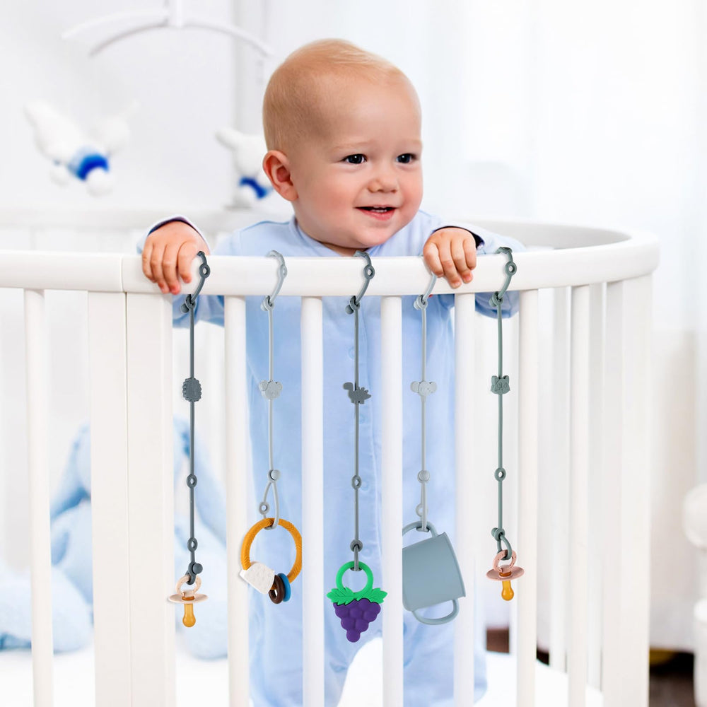 Slotic animal designs in blue, grey, and green delight little ones.