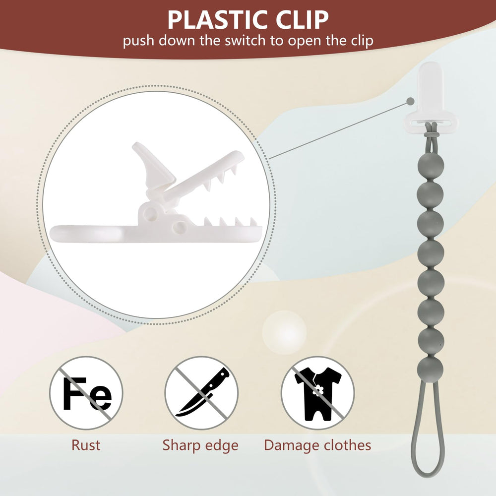 Slotic baby clip attached to clothing for on-the-go convenience.