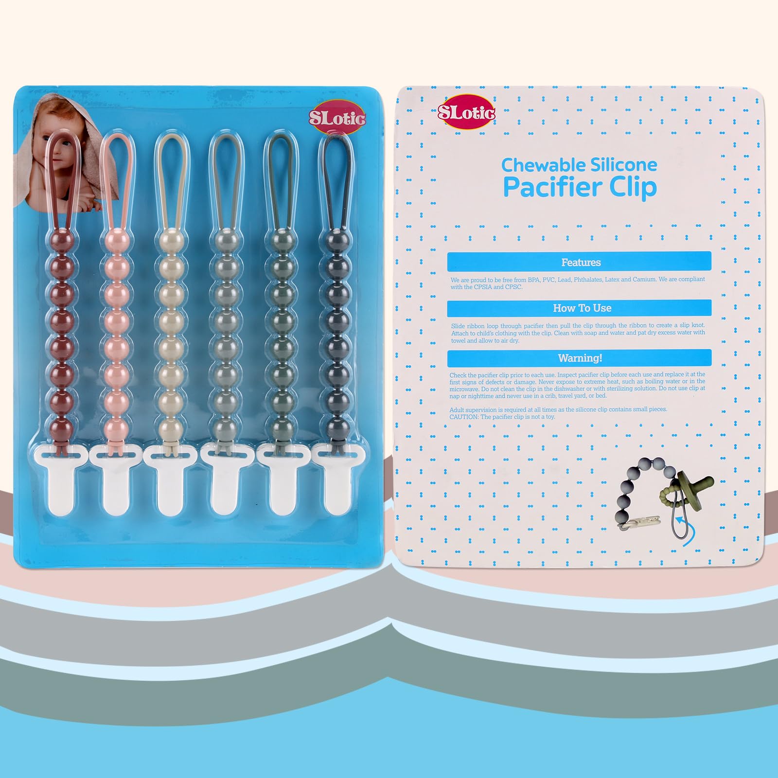 Slotic BPA-free silicone beads close-up for safe mouthing.