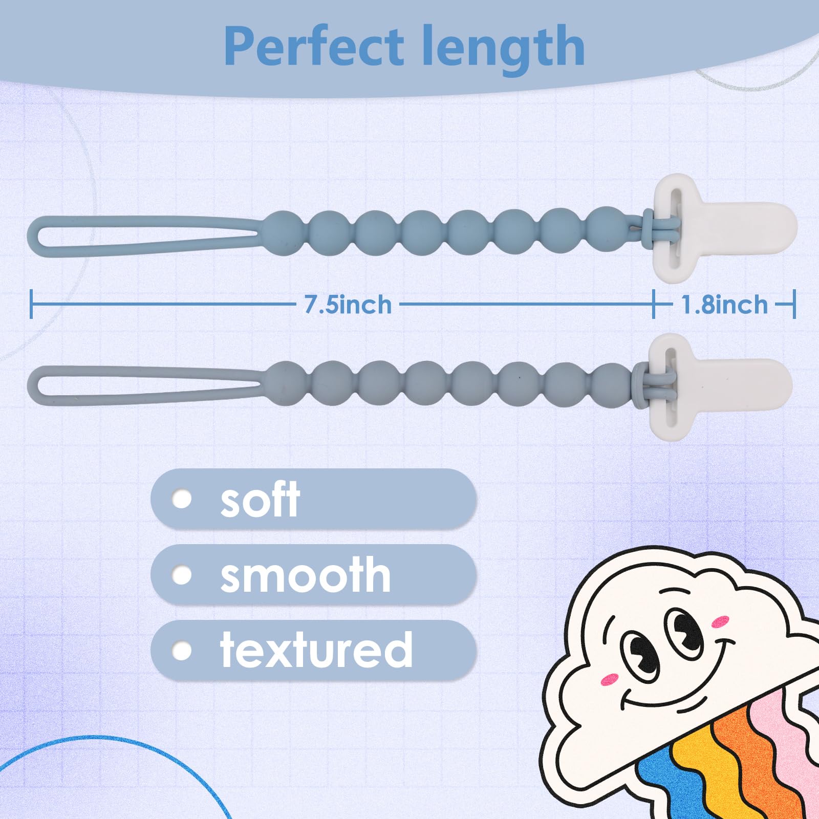 Slotic clips fit most pacifiers for ages 3-18 months