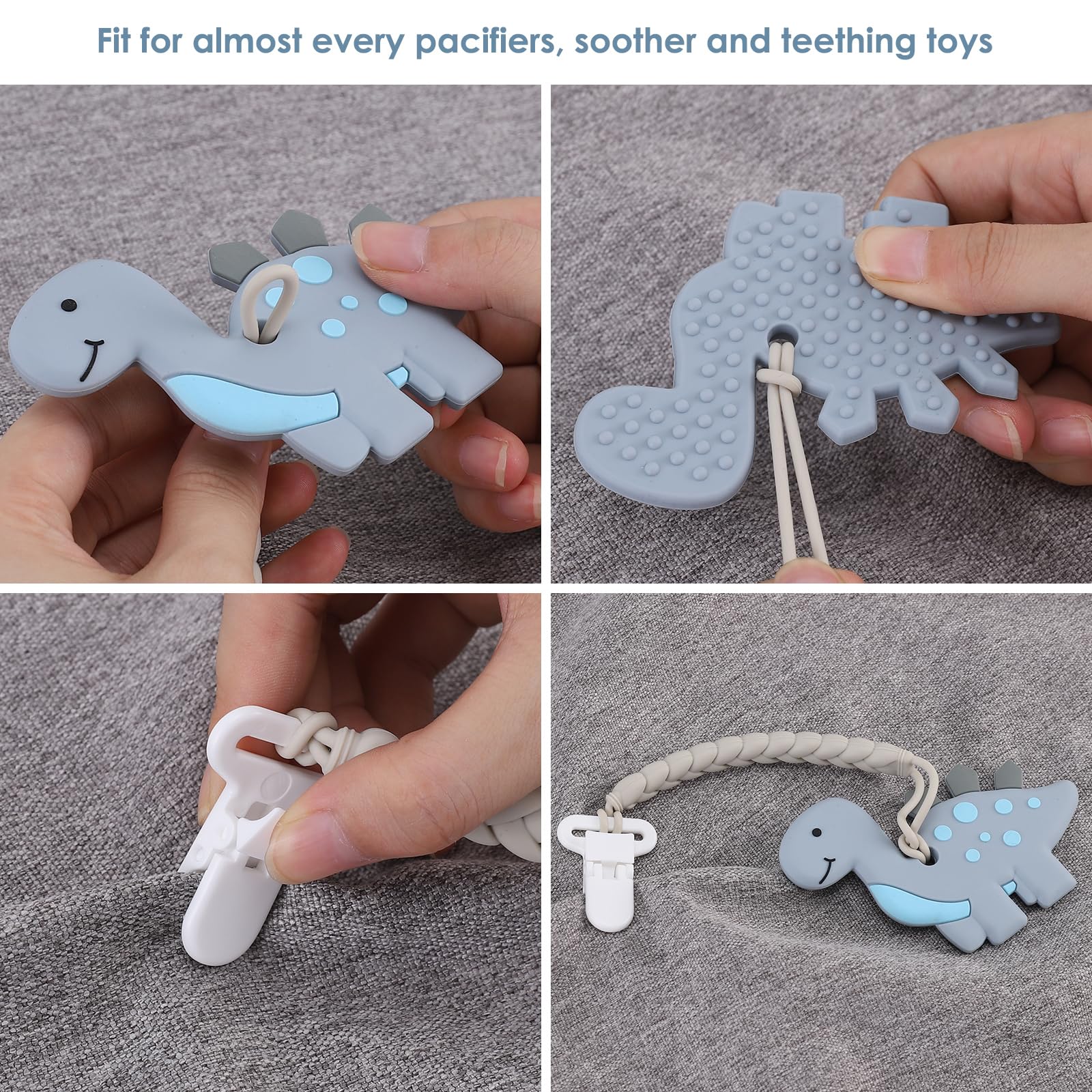 Slotic pacifier clip – compatible with most pacifiers and teething items.