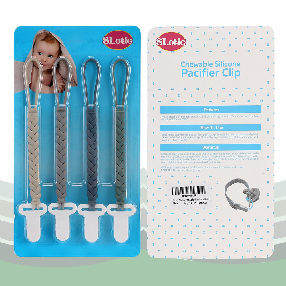 Slotic pacifier clip on-the-go – compact clip attached to clothing for busy parents.