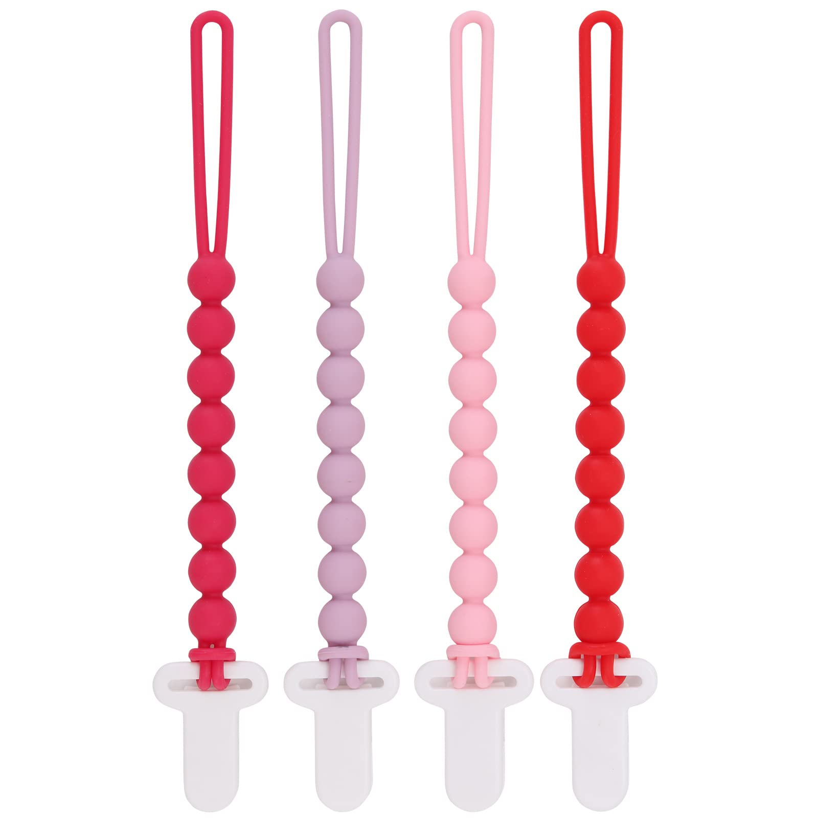 Slotic pacifier clip pink one-piece beads keeps pacifier secure and clean