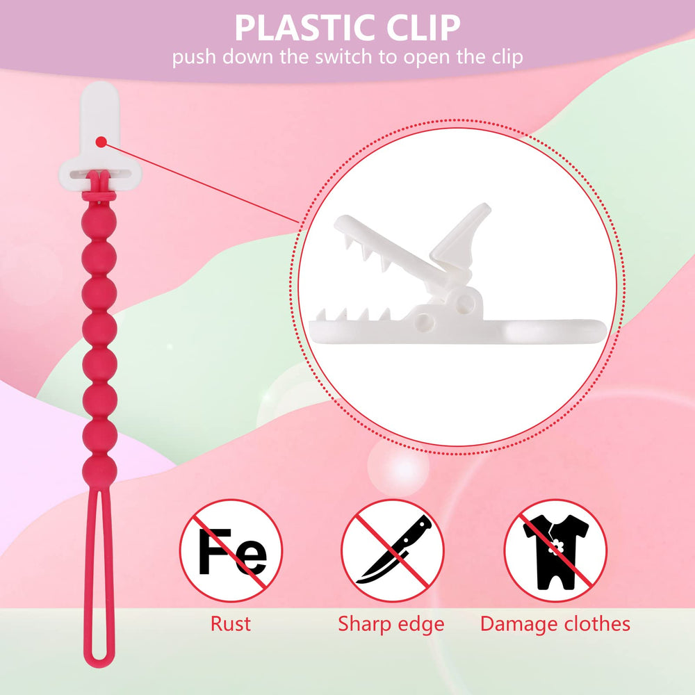 Slotic pacifier clip pink rust-free plastic is easy to clean