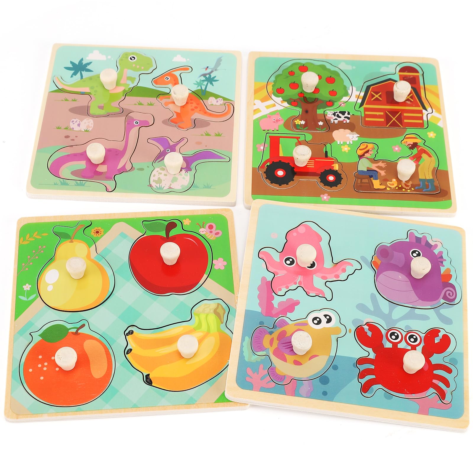 Slotic wooden peg puzzles farm puzzle – engaging farm scenes that promote early learning and fine motor skills.