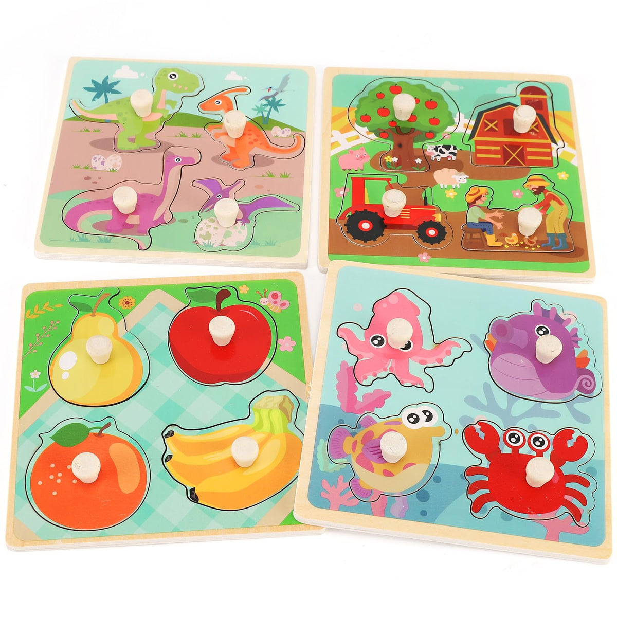 Slotic wooden peg puzzles farm puzzle – engaging farm scenes that promote early learning and fine motor skills.