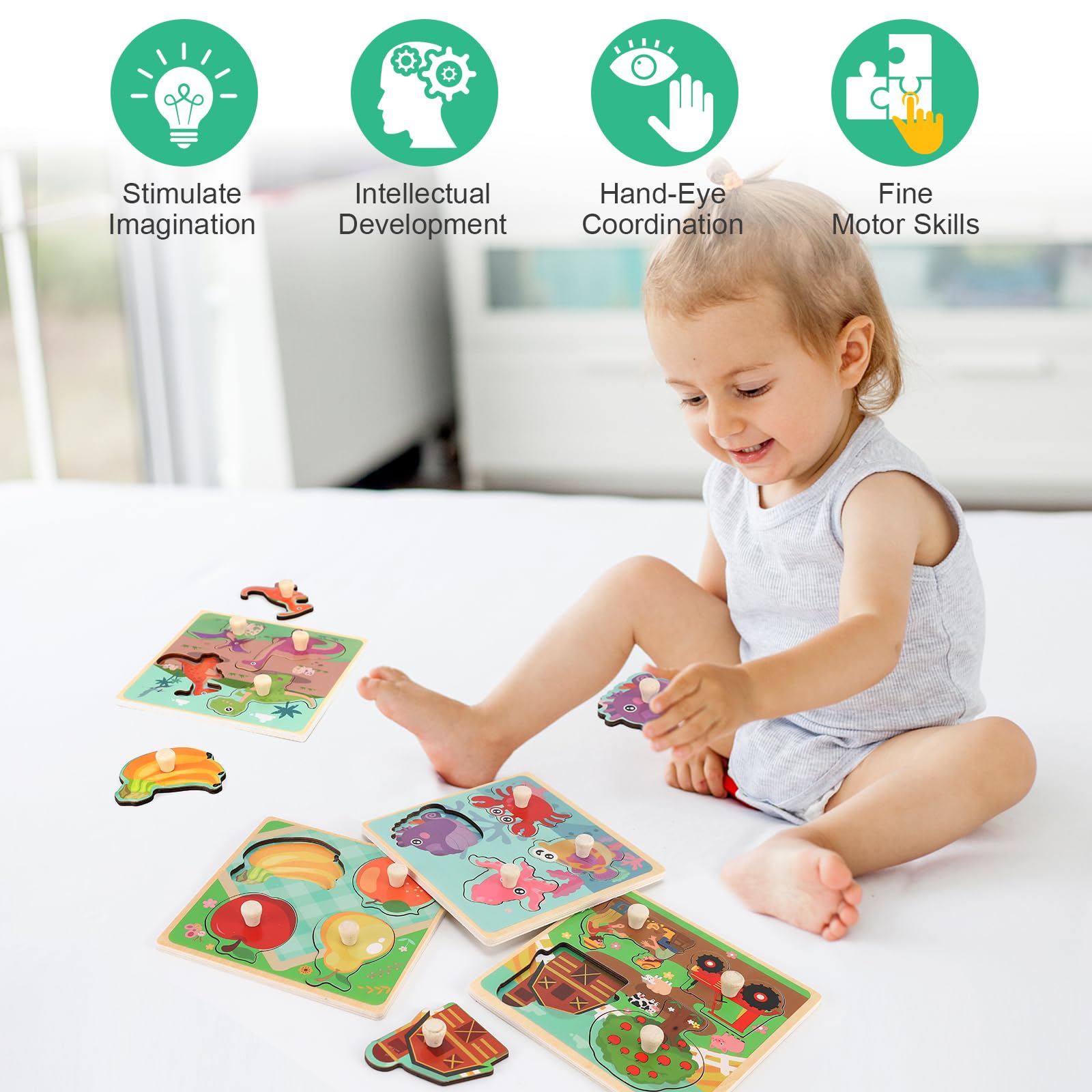 Slotic wooden peg puzzles safe non-toxic dyes – worry-free playtime with durable, long-lasting boards.