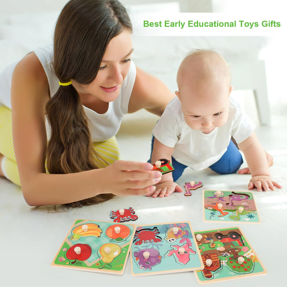 Slotic wooden peg puzzles smooth edges – safe, kid-friendly design supports curious toddlers.
