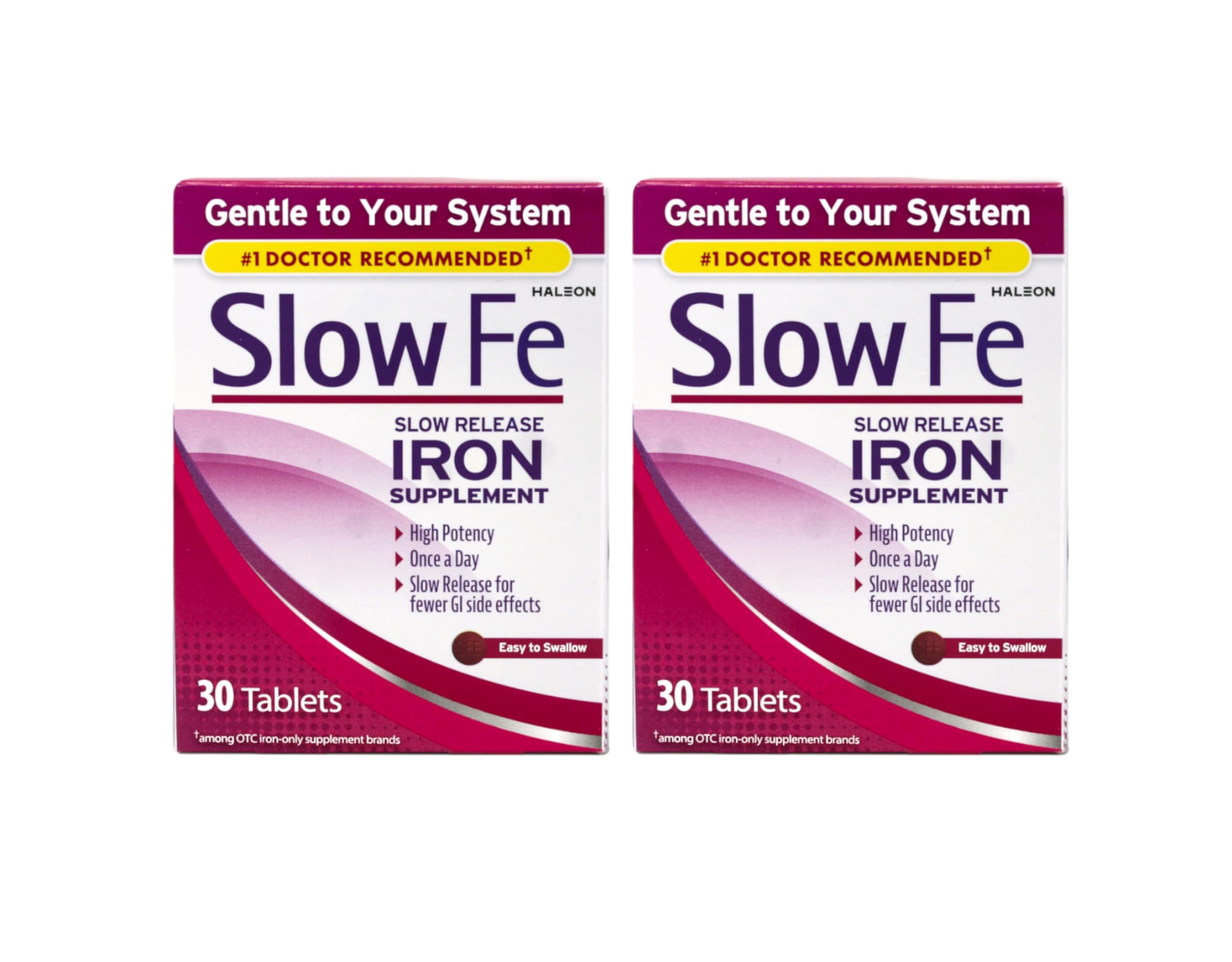 Slow Fe bottle front view shows slow-release iron for daily support.