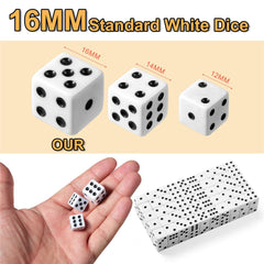 SLSESIN 16mm white opaque dice with easy readability for play.