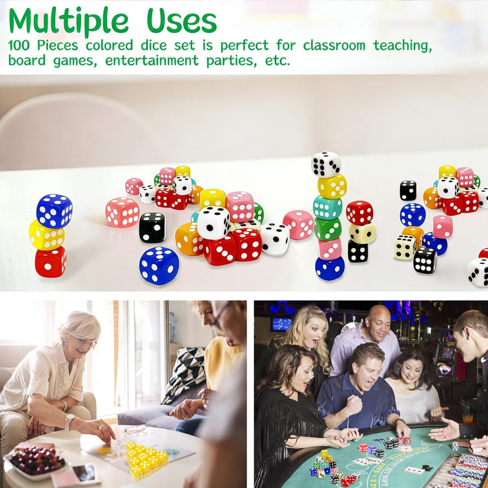 SLSESIN colorful dice ideal for board games and classroom activities.
