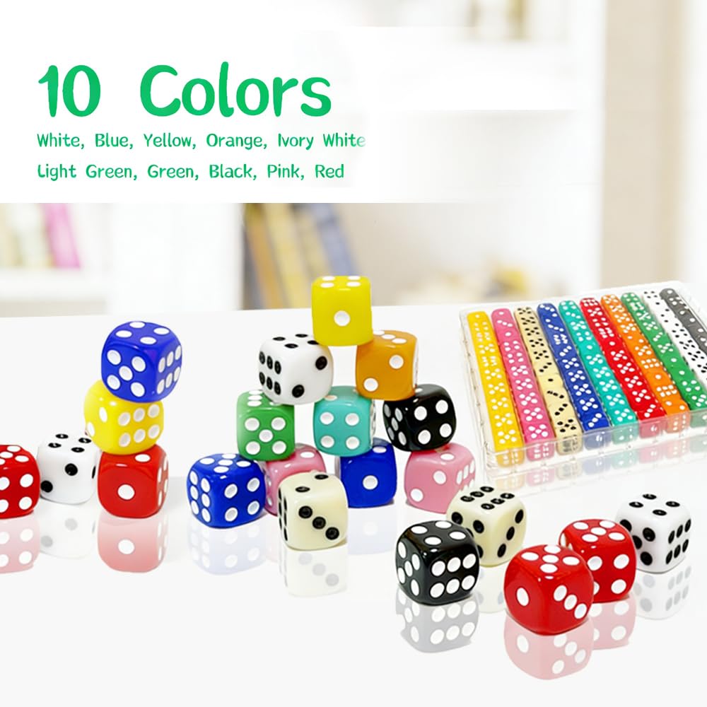 SLSESIN opaque D6 dice in 10 colors for varied game setups.