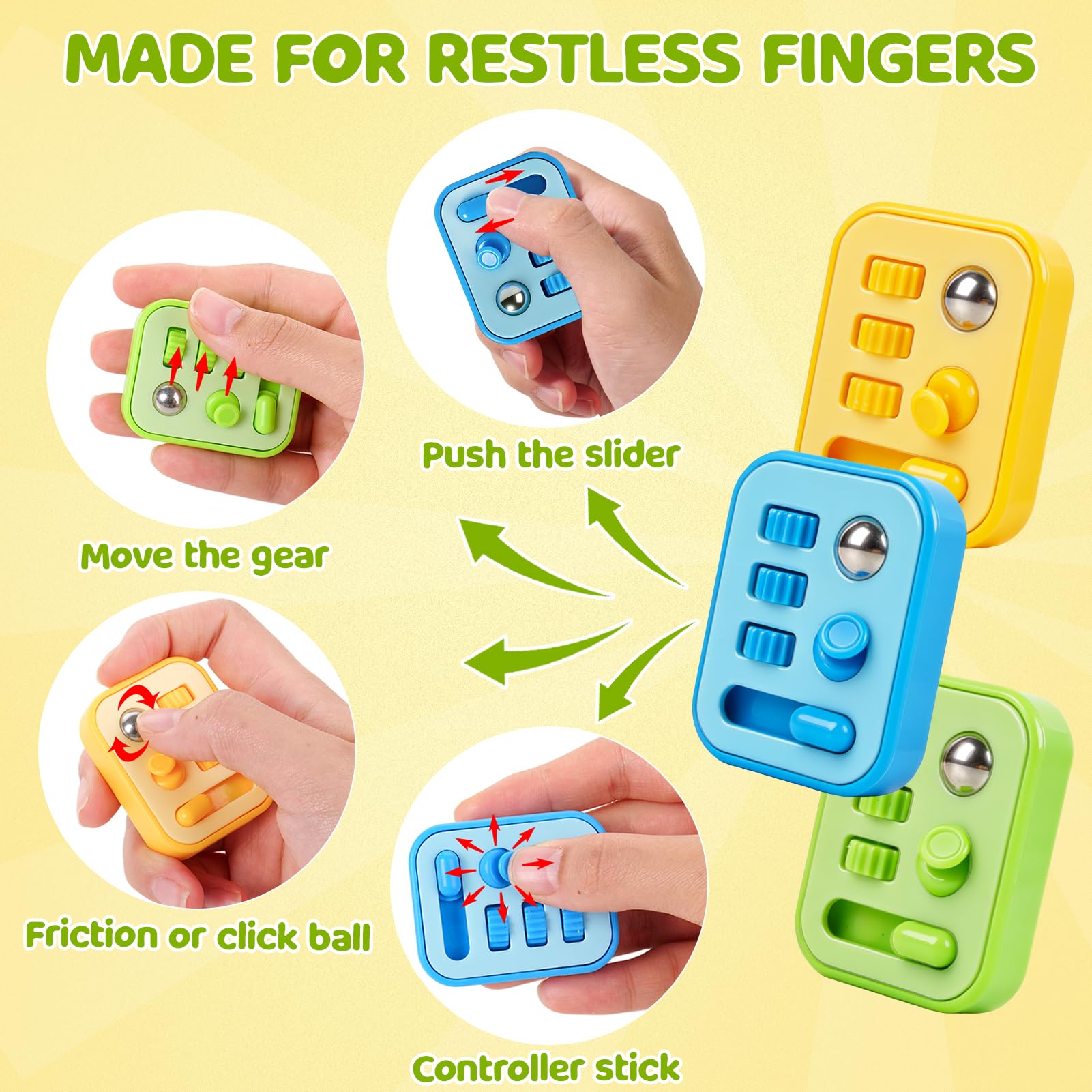Small Fish fidget cube roller provides rolling tactile relief on the go.
