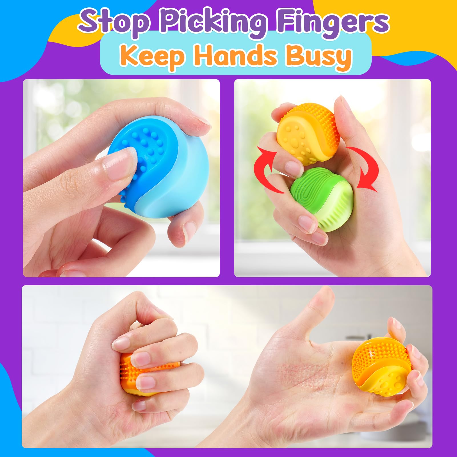 Small Fish 3-pack with double-sided textures for sensory engagement.