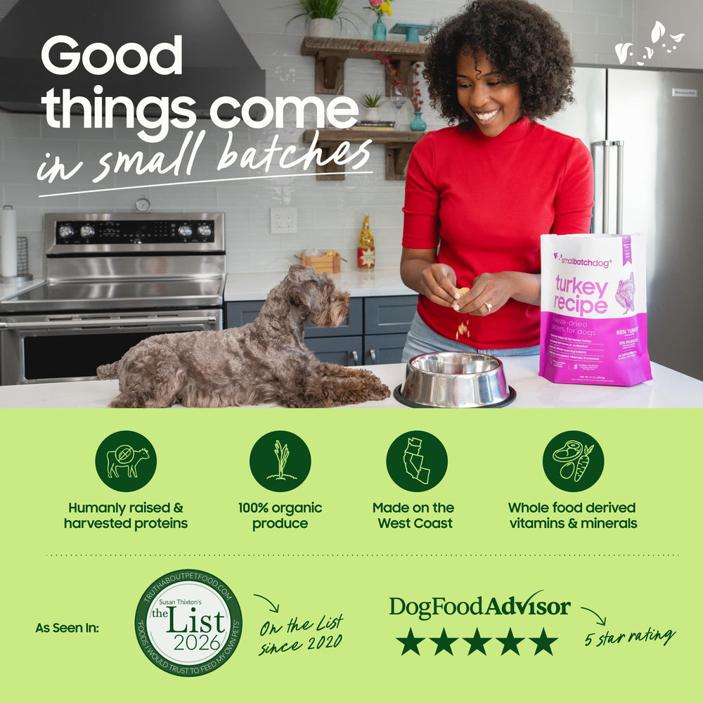 Smallbatch Pets USA-made label emphasizing quality sourcing and domestic production