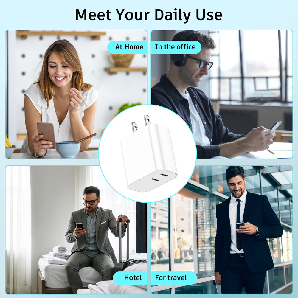 SMALLElectric USB-C charger block ideal for home, office, and on the go with two ports.