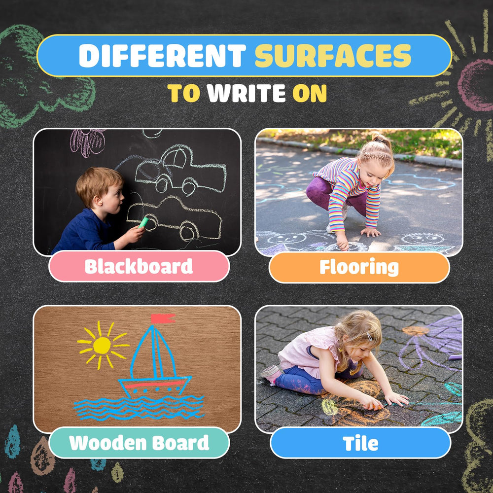 Small Fish washable sidewalk chalk cleans up with water after play