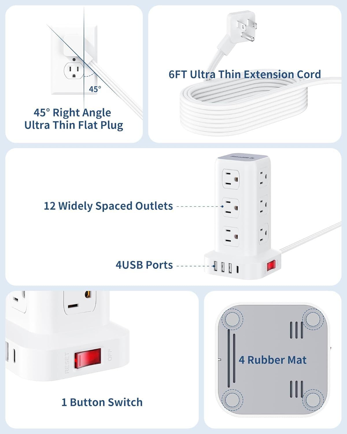 SMALLRT sixteen-point-five-foot extension cord reaches distant outlets.