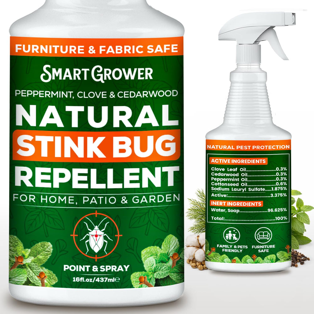 Smart Grower natural stink-bug-spray bottle for quick, ready-to-use protection indoors and outdoors.