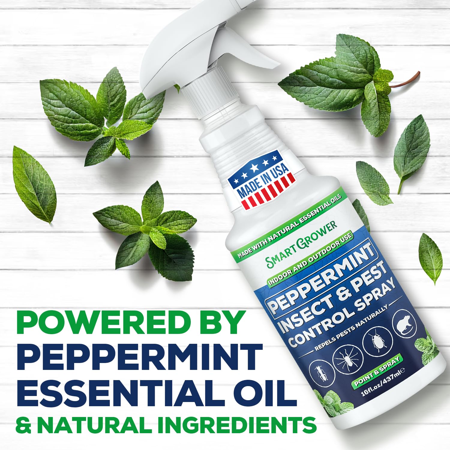 Smart Grower peppermint oil spray mist for quick, mess-free control.
