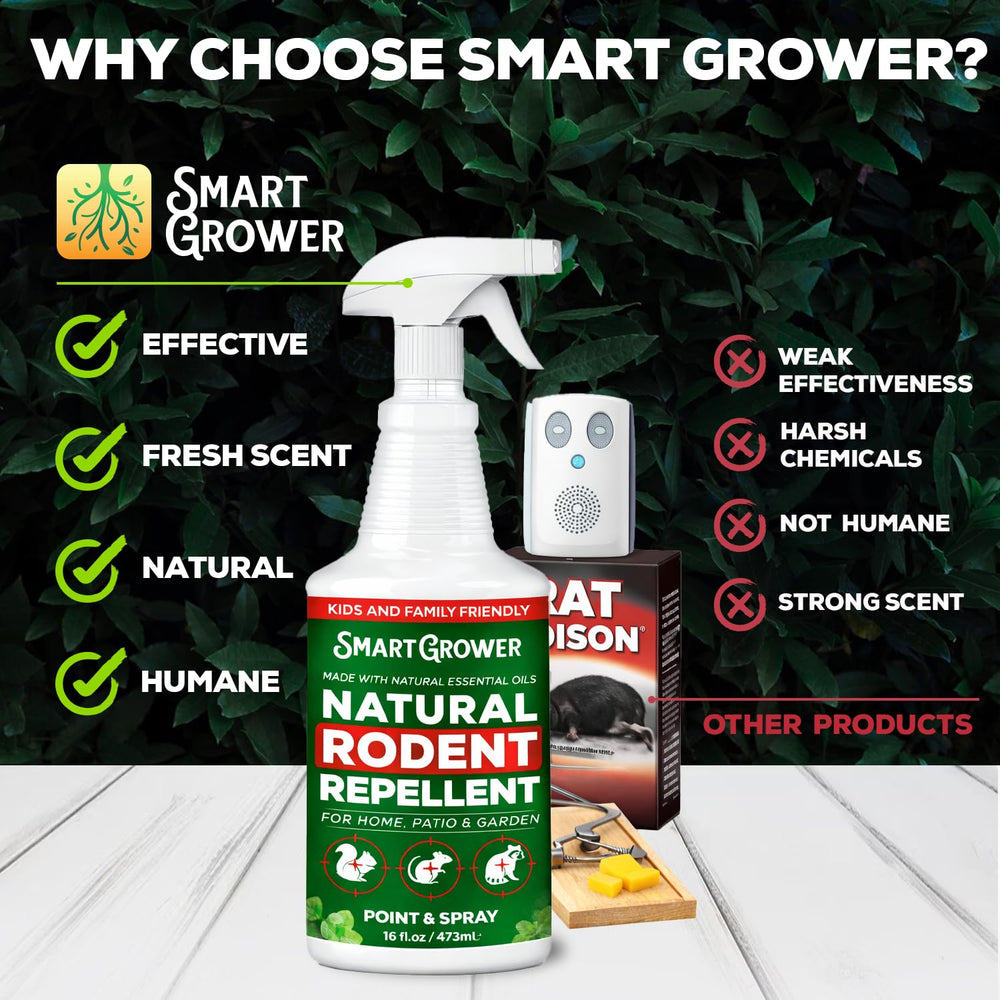 Smart Grower peppermint spray for storage areas helps maintain a rodent-free space.