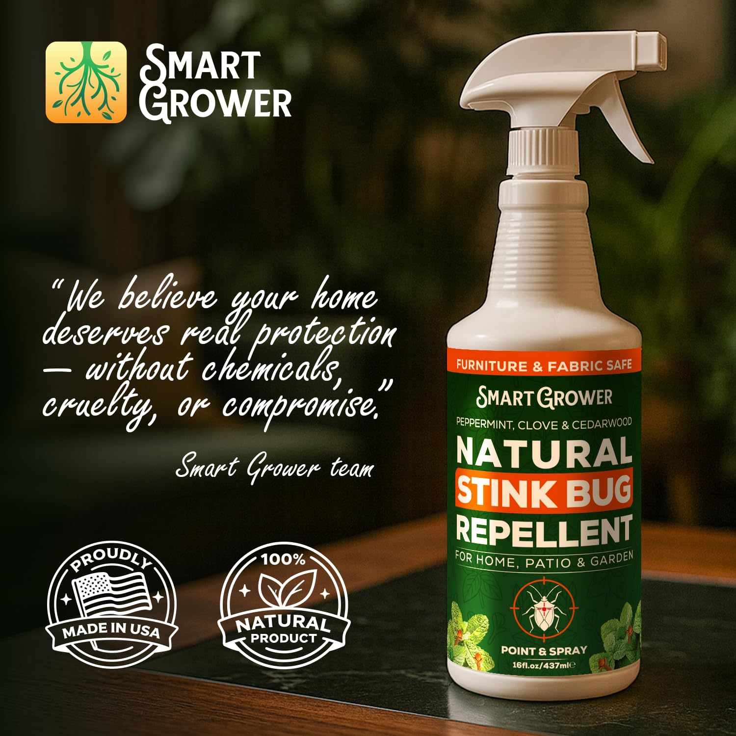Smart Grower stink-bug-spray easy-application highlights simple, ready-to-use pest protection.