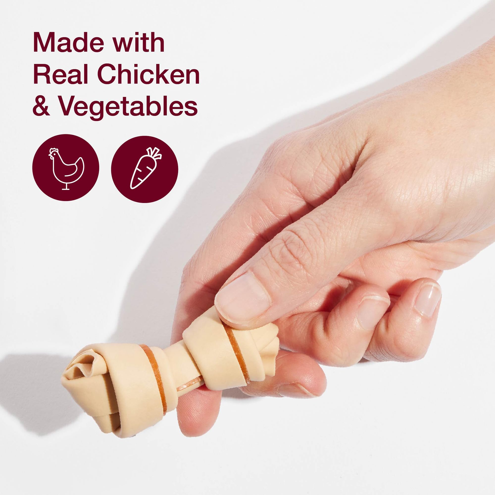 SmartBones vegetable-wrapped exterior around real chicken appeals to dogs' taste.
