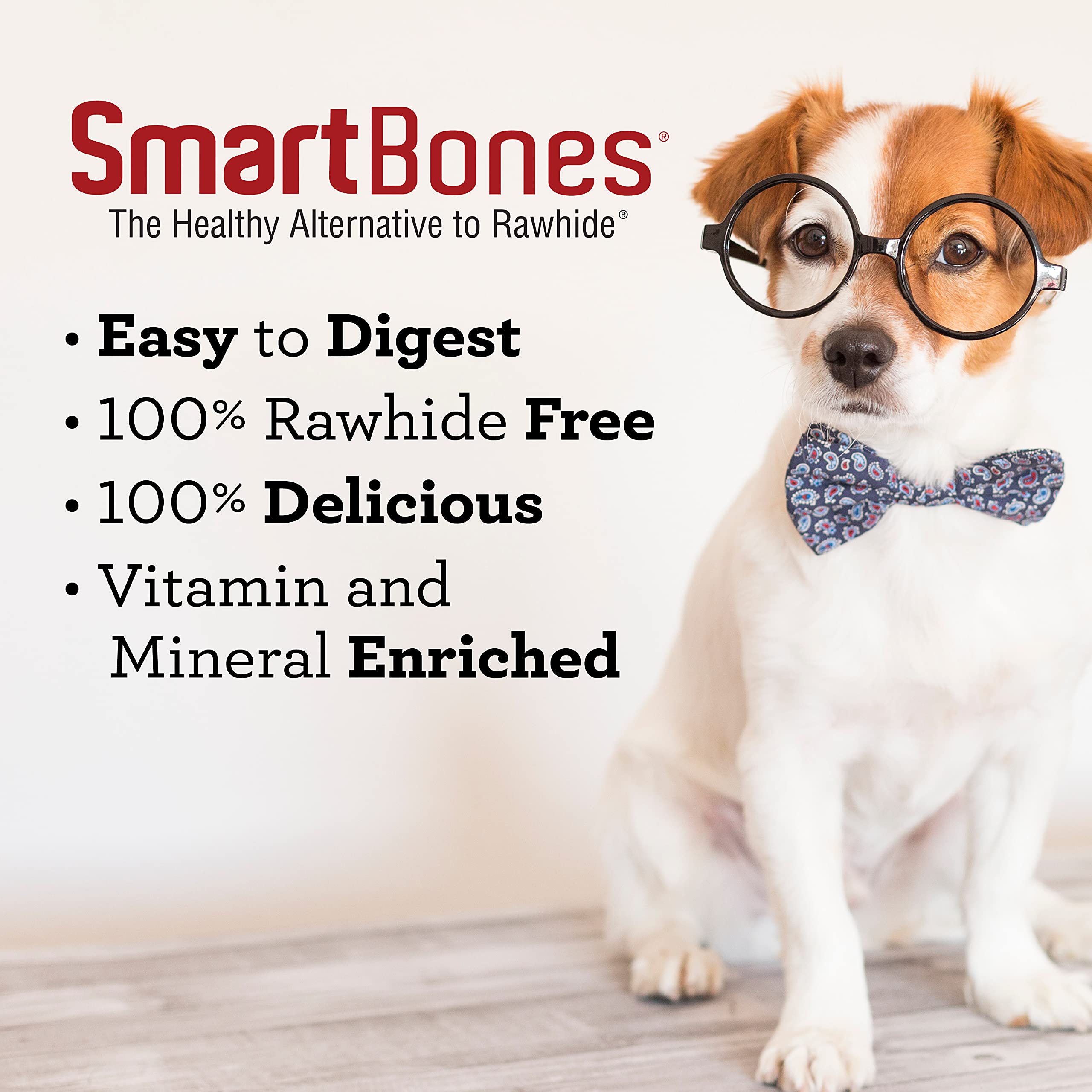 SmartBones Spirals brand-logo on-pack branding reinforces trusted chew option.