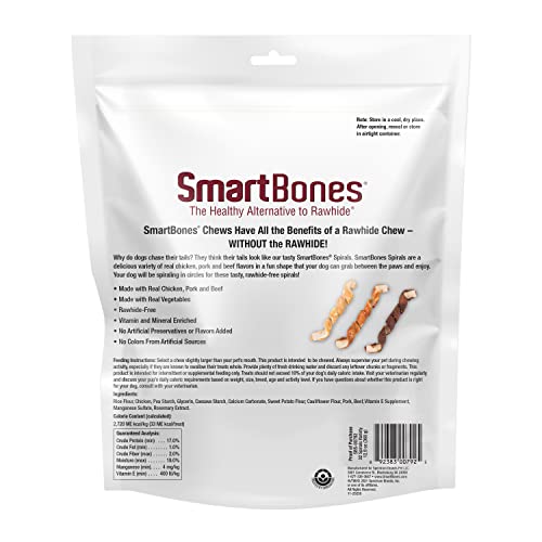 SmartBones Spirals chicken chews close-up showcases real chicken flavor dogs enjoy.