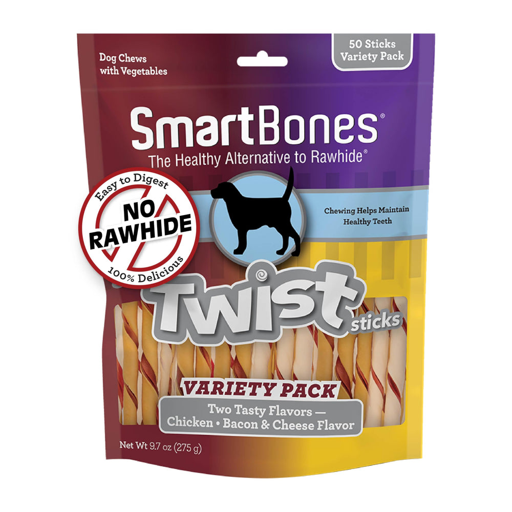 SmartBones Twist Sticks variété 50 pièces : récompense quotidienne pour chiens actifs