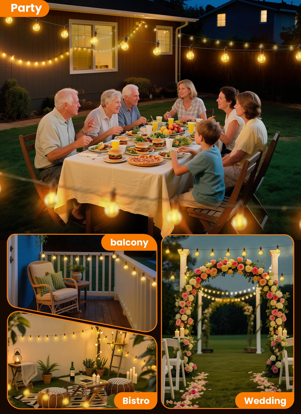 SmartDawn shatterproof bulbs provide safe, durable garden lighting.