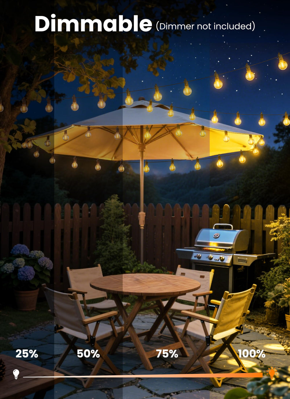 SmartDawn warm 2200K LED glow enhances outdoor spaces with amber warmth.
