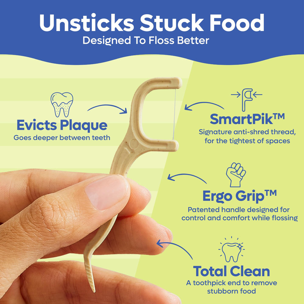 SmartLifeco straw-wheat material floss pick emphasizing eco design