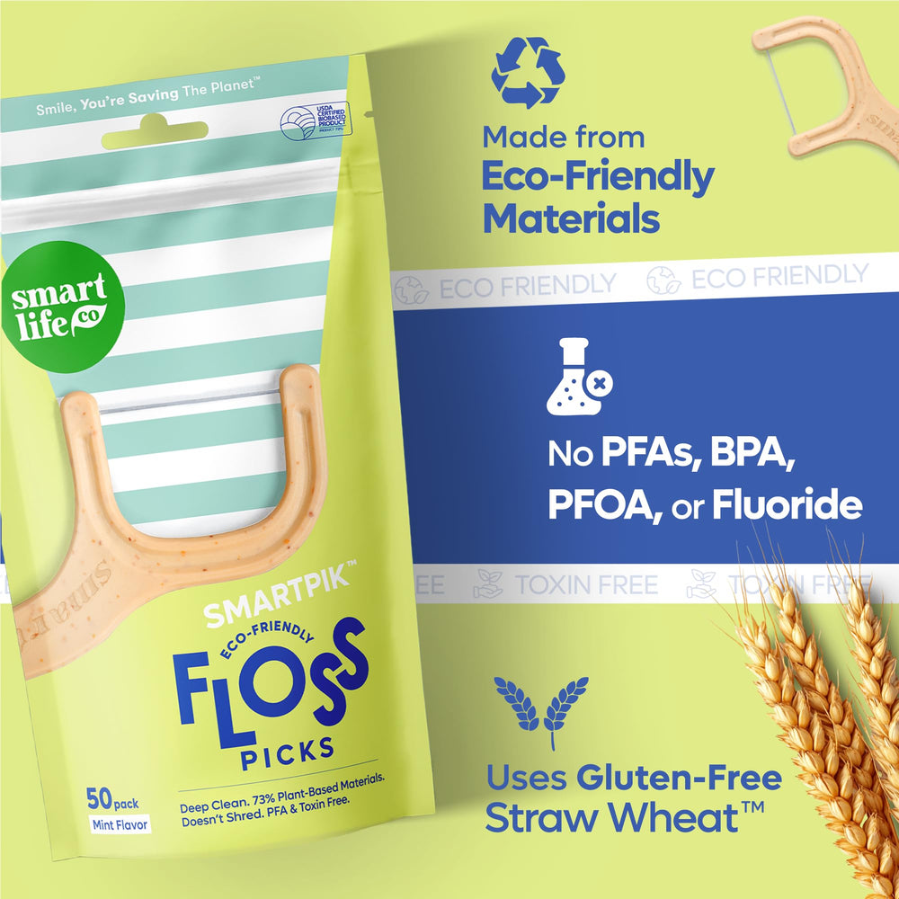 SmartLifeco travel-size floss picks fit bags and purses on the go.