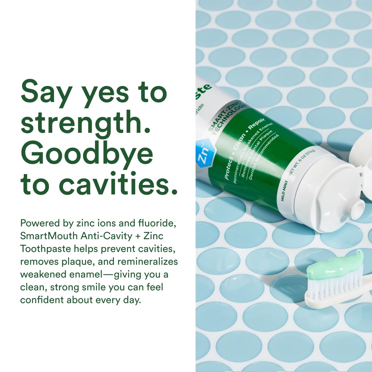 SmartMouth dentist-developed label emphasizing fluoride and zinc formulation.