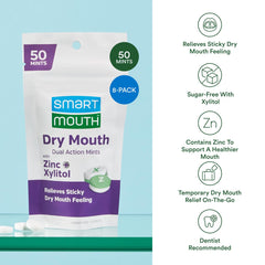 SmartMouth dry mouth mints with xylitol for saliva-friendly refreshment.