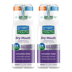 SmartMouth Dry Mouth Zinc Activated Mouthwash bottle front promotes quick hydration and fresh breath