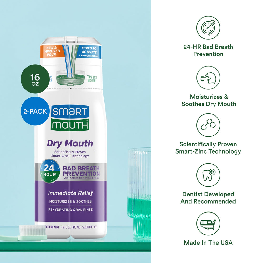 SmartMouth dry mouth two-pack display on shelf for convenient daily use